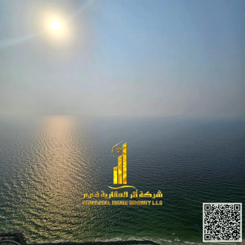 With a direct sea view, a Two-bedroom apartment for monthly rent 🏡 in Ajman, Corniche Tower ✅ All bills included , with a gym, pool, and parking63853241268865112