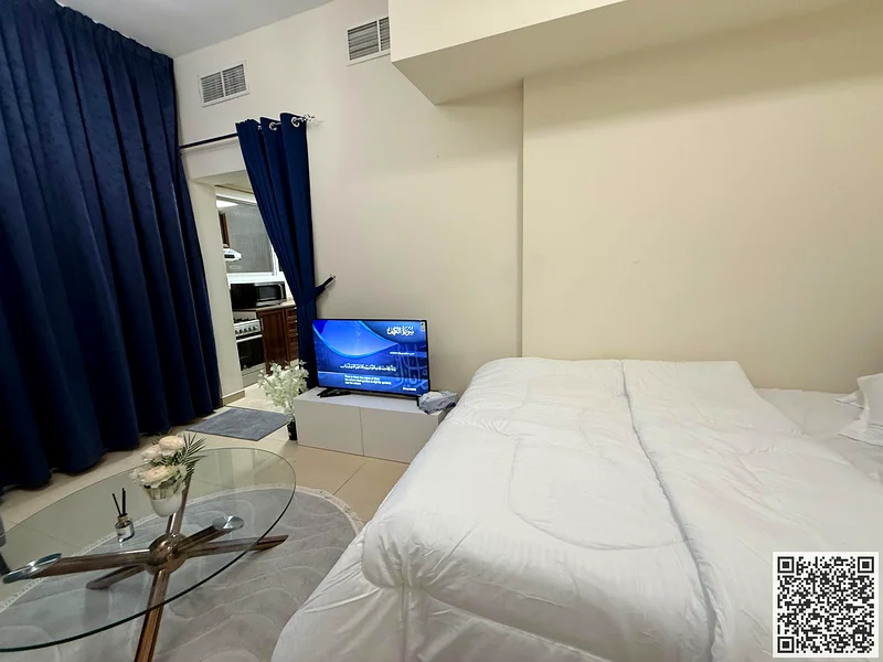 Furnished studio for monthly rent in Ajman Al Jurf 2 - Jasmine Towers ✔️ All Bills < parking included ⚡📶 Large area + balcony and separate kitchen63837479883651114