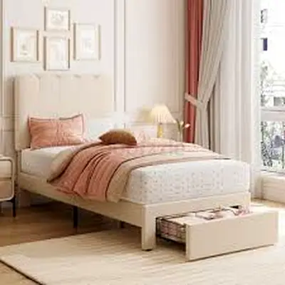 Elegant Modern Bed with Storage Drawers