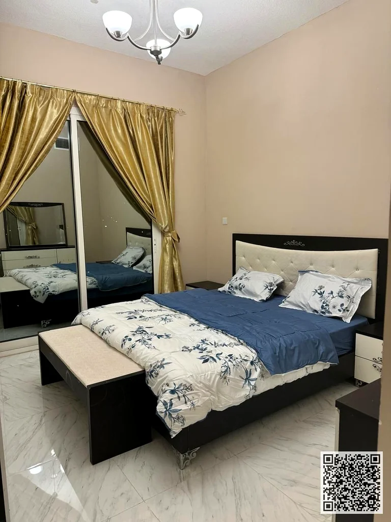 The most luxurious and beautiful furnished one-bedroom apartment for monthly rent in Ajman, spacious area, VIP furniture, super deluxe finishes63838223006851110