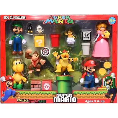 Super Mario 21 Pcs Action Figures Set – Mario, Luigi, Princess, Bowser  More Characters