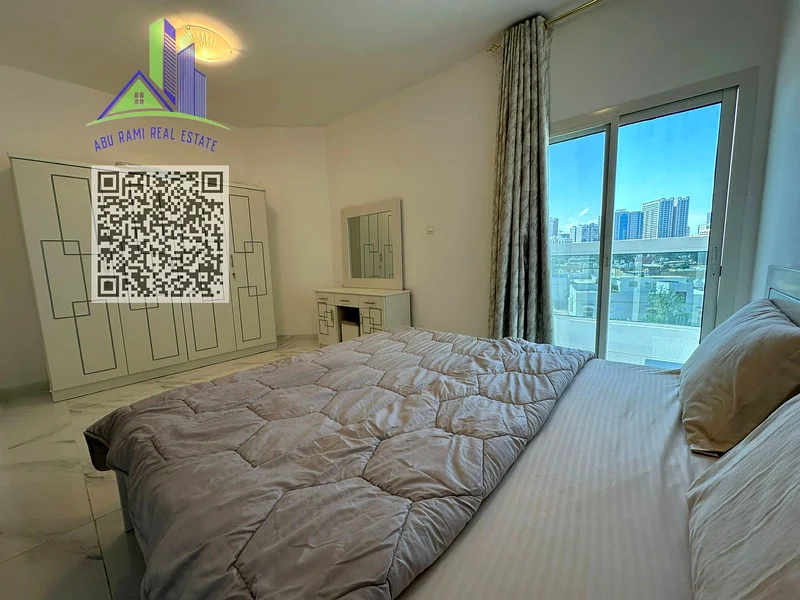 Furnished  1 BHK apartment for monthly rent, Ajman, Al Rashidiya area, with balcony, included.63838223038466114