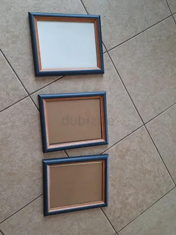 Photo frames - 3 matching blue/brown - 20cm x 25cm