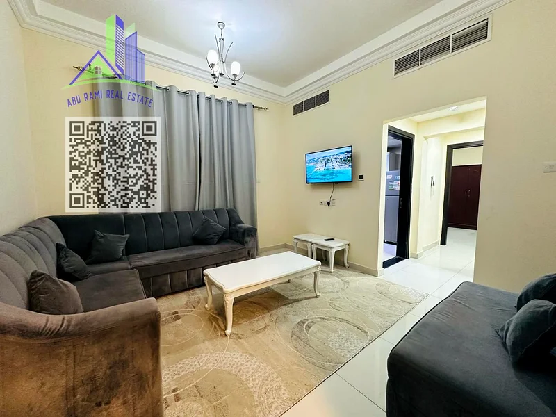 Fully furnished 2-bedroom apartment for monthly rent in Al Rowda 1, Ajman ، New furnishings, two bathrooms, balcony, and central air conditioning63837480045185110