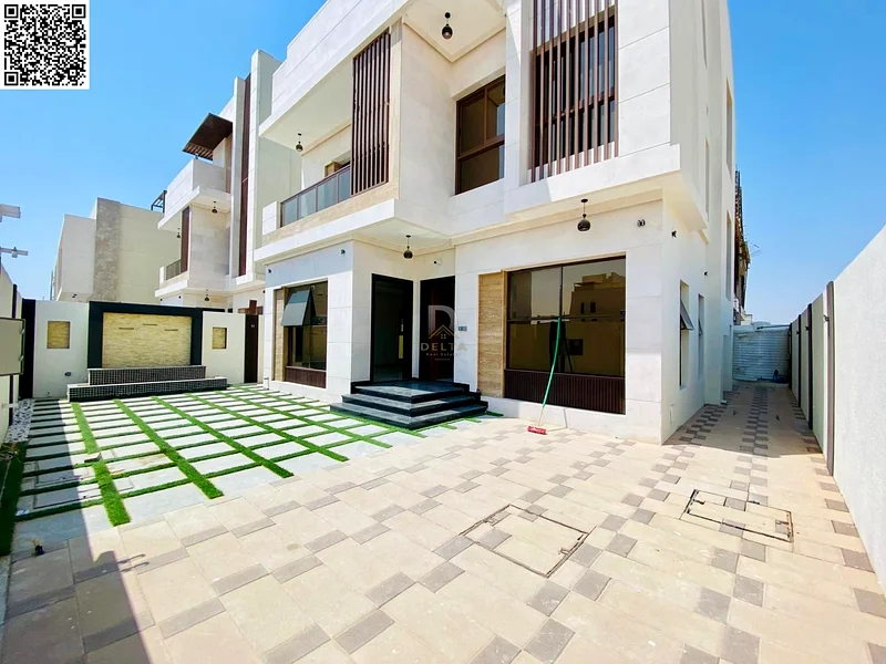 For sale - Luxury villa in Al Bahia, Ajman | Two floors and a roof | External courtyard | Including registration and ownership fees. Freehold for all63883087778178111