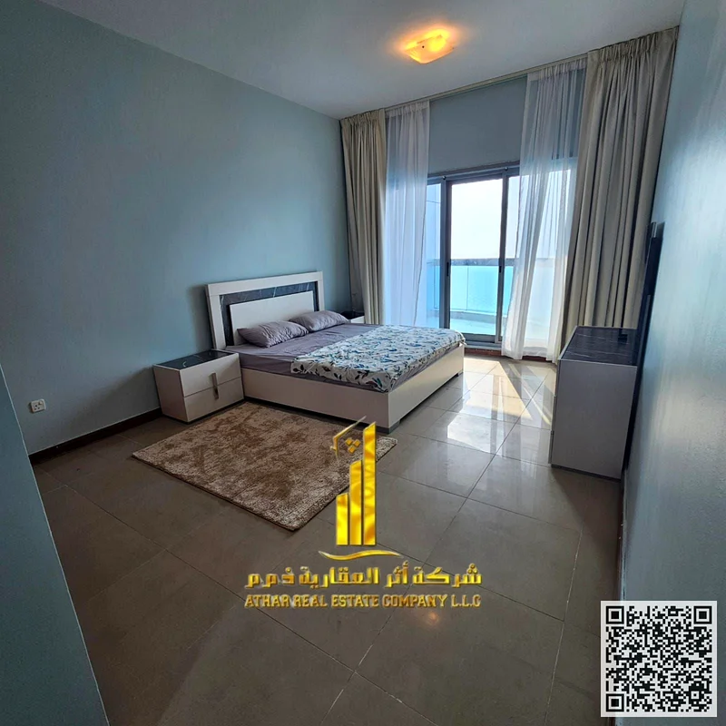 شقة فاخرة، غرفتا نوم وصالة، شرفة بإطلالة مفتوحة، مفروشة بالكامل، تشمل جميع الفواتير، جاهزة للانتقال فورًا63852914738306114