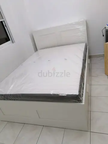 IKEA brimness double bed 140×200cm + headboard+ 4 storage drawers underneath with IKEA mattress is a