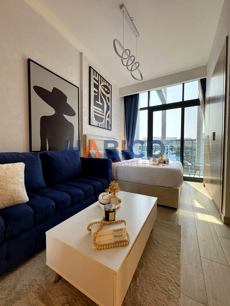 Furnished Studio with Balcony & Burj Khalifa View | Azizi Riviera 33 | Meydan63977296207873113
