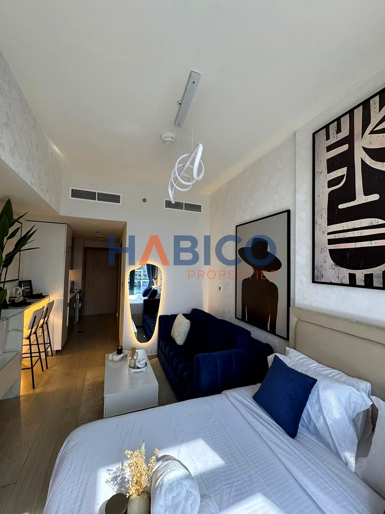 Furnished Studio with Balcony & Burj Khalifa View | Azizi Riviera 33 | Meydan63977296207873112