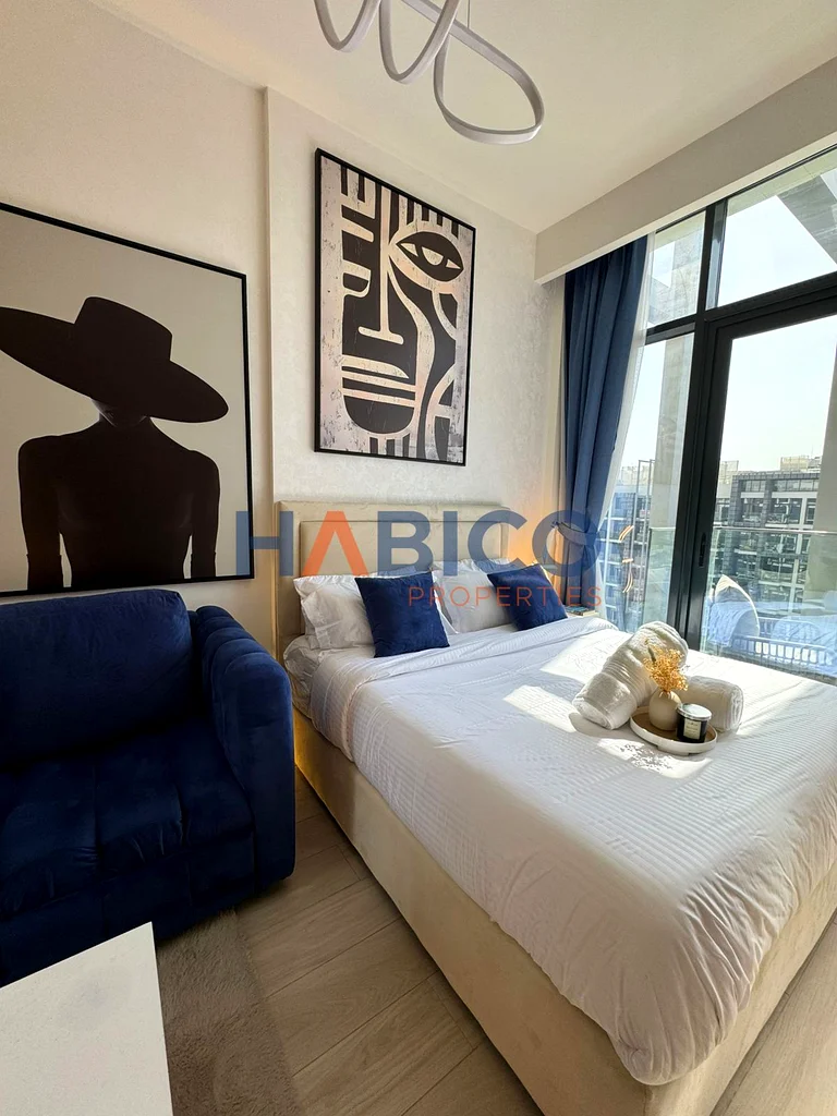 Furnished Studio with Balcony & Burj Khalifa View | Azizi Riviera 33 | Meydan63977296207873110