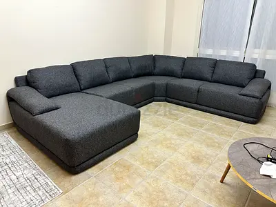 Home center U-shaped six seater sofa dark gray