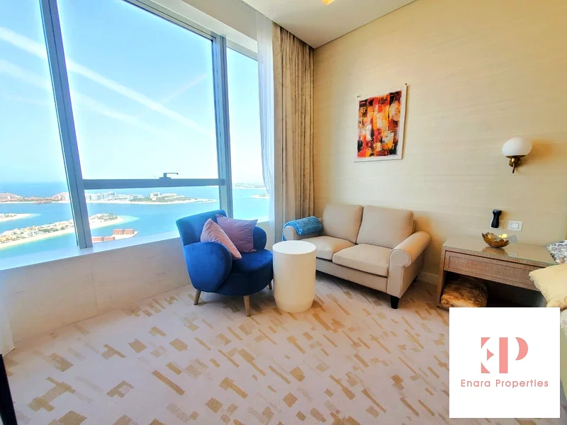 منظر كامل للبحر والنخيل / مفروشة بالكامل / طابق عالي63753055706497111