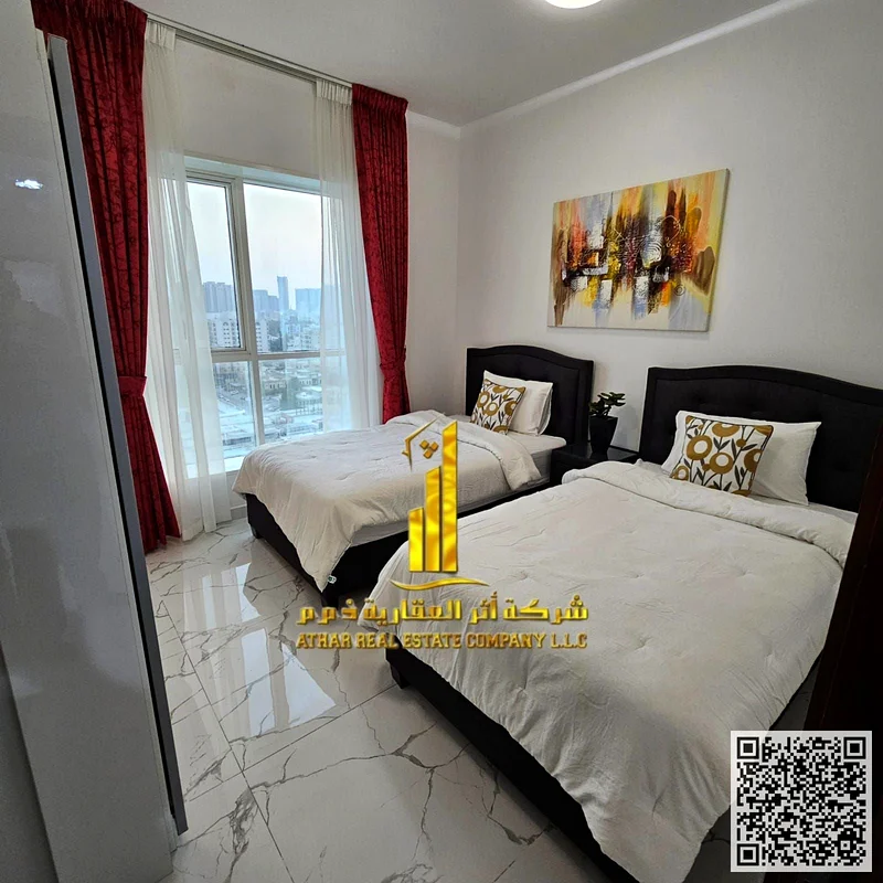 شقة فاخرة، غرفتي نوم وصالة، بلكونة بإطلالة على البحر، مفروشة بالكامل جديدة، تشمل جميع الفواتير، صالة رياضية، مسبح، موقف خاص63852579308163113
