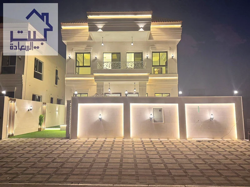 For sale, including registration fees, a 4-bedroom villa in the Al Helio 2 area of ​​Ajman, super deluxe finishing, freehold for all nationalities, ba63911084125313111