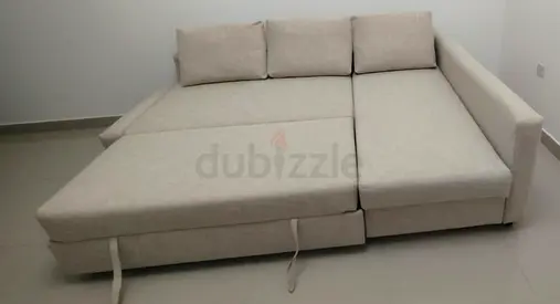 IKEA L Shape Sofa cum bed with big storage and you can fix the storage left or right anyside you wan