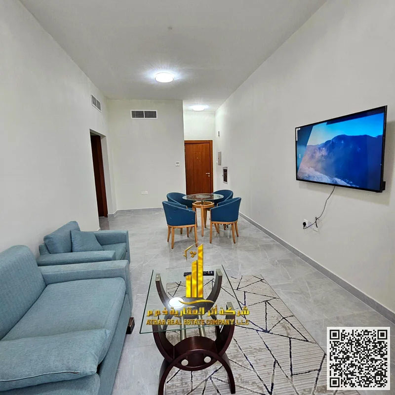 🏡 الشقة الفاخرة والأنيقة من غرفة نوم واحدة للإيجار الشهري في الرشيدية 2، مقابل قصر الحاكم وبجوار حديقة السيدات.63838718147075113