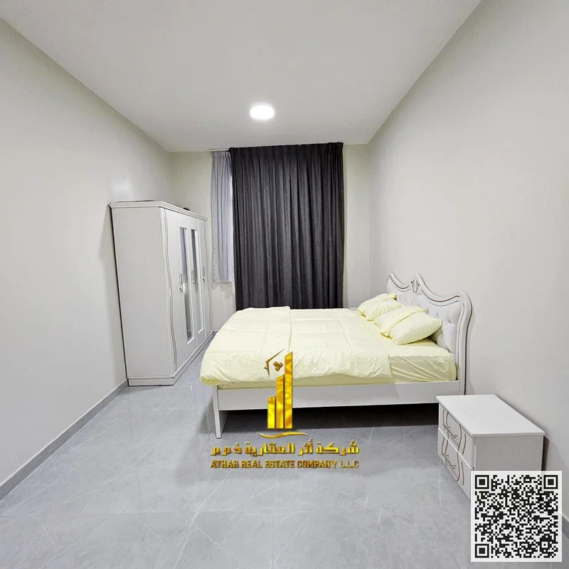 🏡 الشقة الفاخرة والأنيقة من غرفة نوم واحدة للإيجار الشهري في الرشيدية 2، مقابل قصر الحاكم وبجوار حديقة السيدات.63838718147075110
