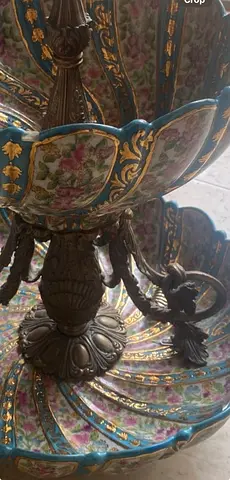 Antique bronze and porcelain vase