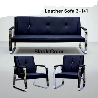 Elegant Black Leather Sofa Set 3+1+1 for Stylish Living Rooms