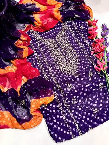 Chunri gotta work chiffon unstitched dress