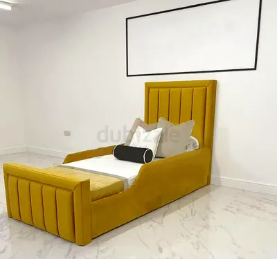 Chic Yellow Bed Frame with Luxurious Upholstery