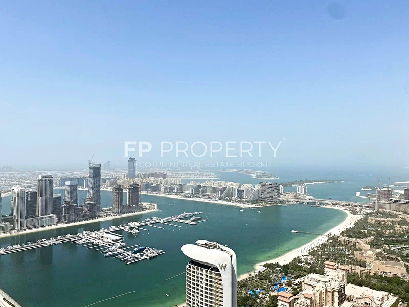 شقة مفروشة بالكامل من غرفتي نوم فوق الطابق 60 | إطلالة كاملة على البحر والنخيل63777235598210112