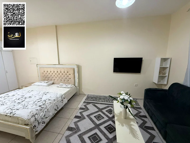 Studio for monthly rent in Ajman, Arashidiya 2, price 2800, including bills and internet, separate kitchen, new furniture63720598272643114