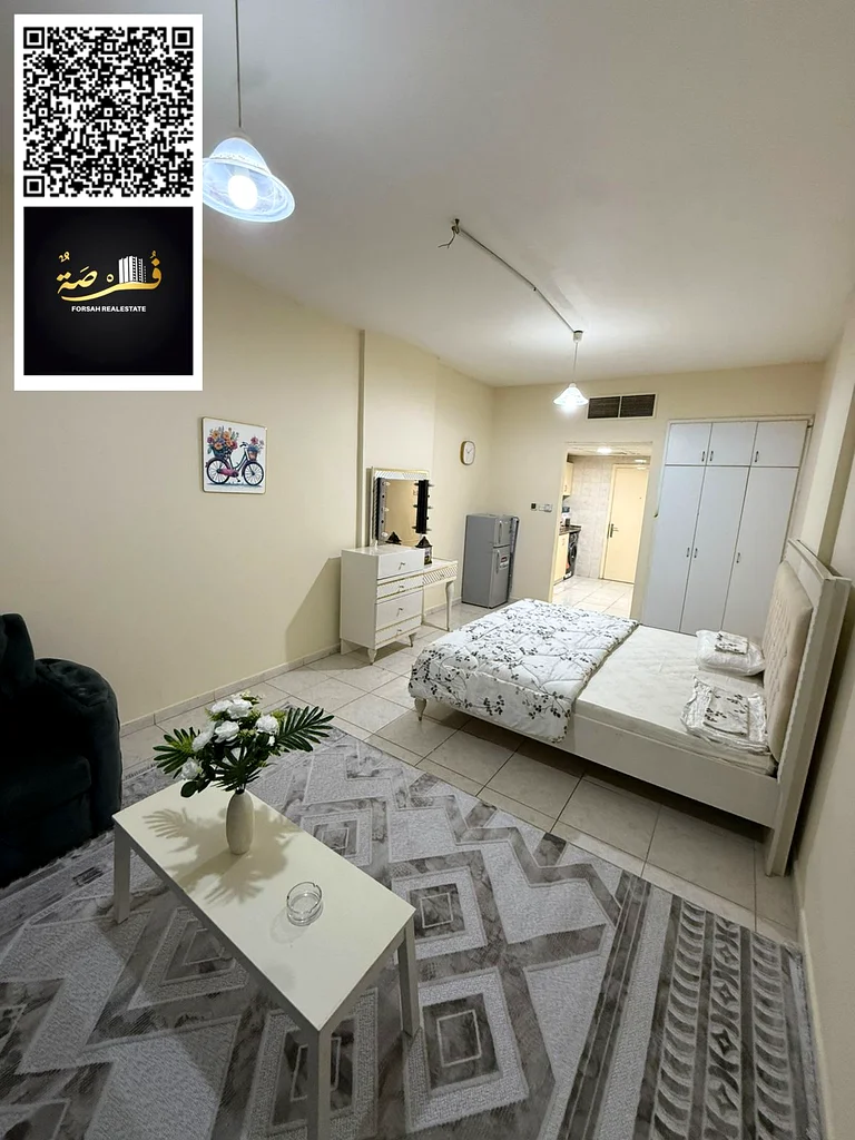Studio for monthly rent in Ajman, Arashidiya 2, price 2800, including bills and internet, separate kitchen, new furniture63720598272643112