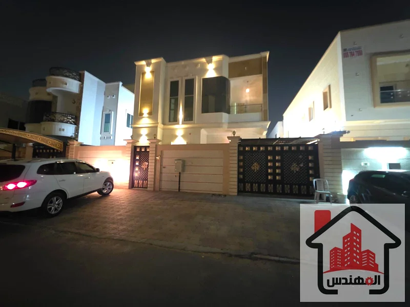 Villa for rent in Ajman, Al Yasmeen area, two floors, consisting of 5 bedrooms, a majlis, a hall, a master maid's room, and a small swimming pool. Second tenant required: AED 100,000.63718568078977110