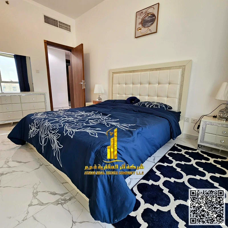 With an open view, a furnished One-bedroom apartment for monthly rent in Ajman, Rashidiya, Oasis Towers ✔️All Bills included ⚡📶 Gym, pool , parking63852914625281113