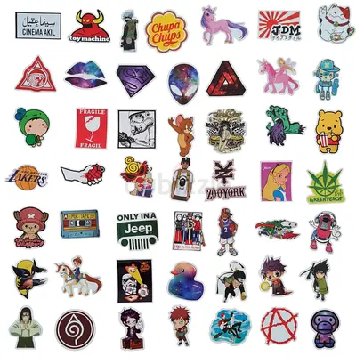 Sticker Pack (50 Pcs) – Cartoon, Anime  Logo Vinyl Stickers for Laptop, Phone, Luggage