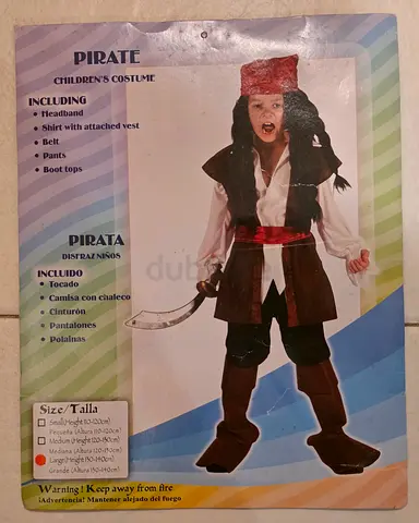 Pirate Costume for Children.  Size L (130 - 140 Cms)
