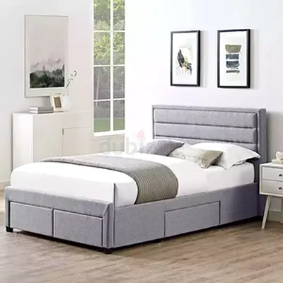 Stylish Grey Bed with Storage