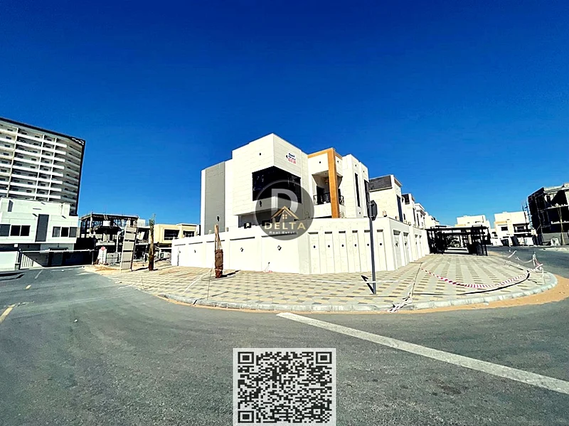 For sale, a corner villa, 5 super deluxe corner rooms, ground and first floor, for sale in 📍Al Helio, Ajman, opposite Fam Tower - freehold63910205891843111