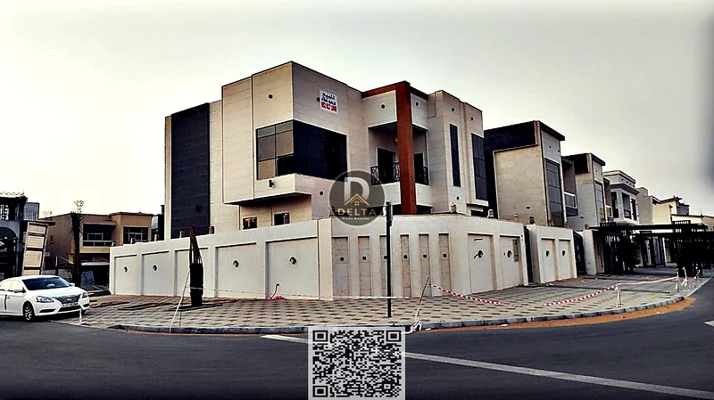 For sale, a corner villa, 5 super deluxe corner rooms, ground and first floor, for sale in 📍Al Helio, Ajman, opposite Fam Tower - freehold63910205891843110