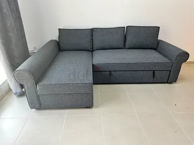 Ikea L shape sofa come bed with storage