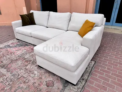 Crate and Barrel Stylish and Comfortable Fabric Sectional Sofa