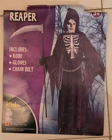 Kids Reaper Costume - Size L   (130 - 140)