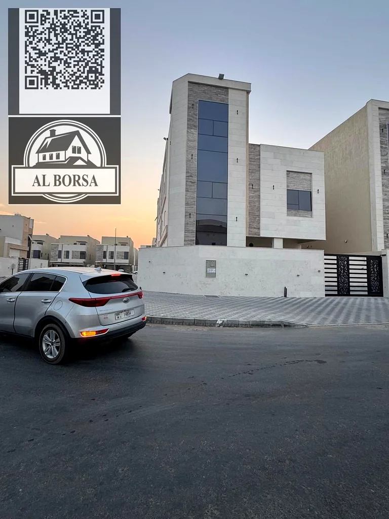 🏡 For sale, a corner villa in Al Helio 2, Ajman, 6 master bedrooms, a maid's room, a majlis, a hall, and a nanny room, including registration fees. I63911197556482111