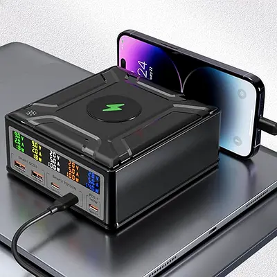 OSMARI 260W High Power Laptop Charger Mobile Phone Fast Charging QC3.0PD3.1 Multi-Port Wireless Char