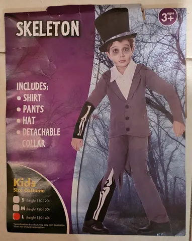 Skeleton Kids Costume for Halloween   SIZE  L  ( 130 - 140 Cms)