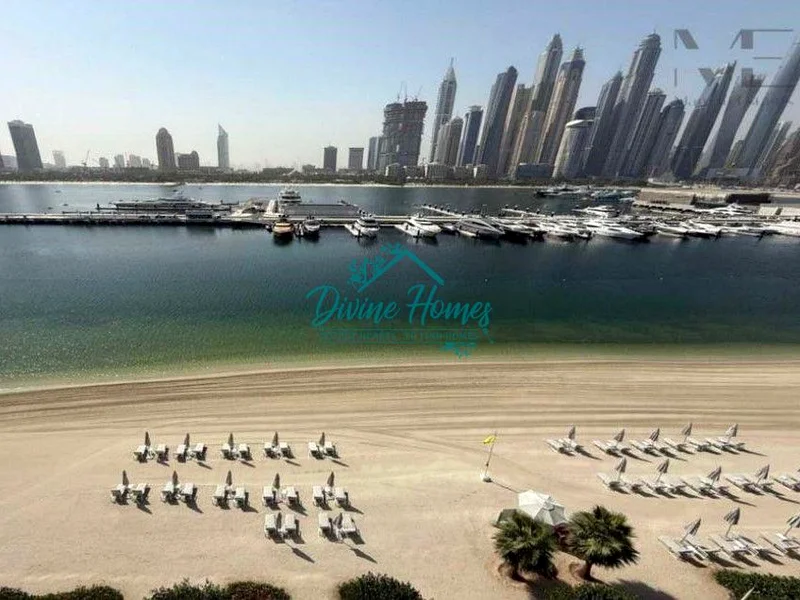 إطلالة كاملة على البحر والنخيل | وصول خاص للشاطئ | شقة غير مفروشة من غرفة نوم واحدة63733404343682110