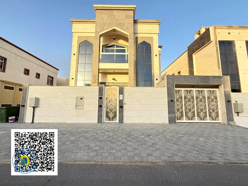 For rent, a villa in Ajman, Al Yasmeen, excellent finishing, 5 master bedrooms, a living room, 2 halls, a maid's room, next to the mosque and the mall63720235374210110