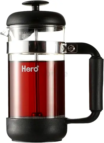 Hero Beech French Press Coffee Maker, 350ml, Black – Borosilicate Glass, Multi Purpose Pot.