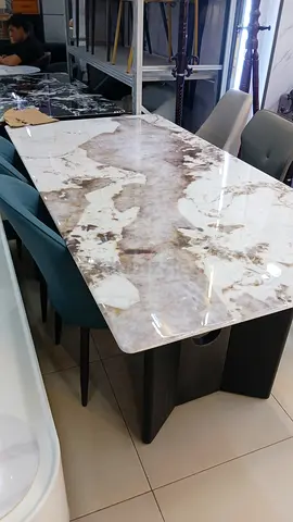 Elegant Dining Table with Marble Finish
