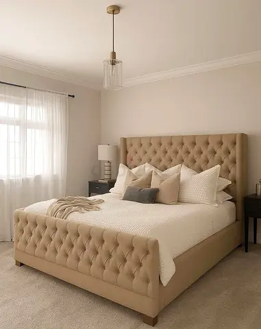 Elegant Upholstered Bed with Chic Headboard