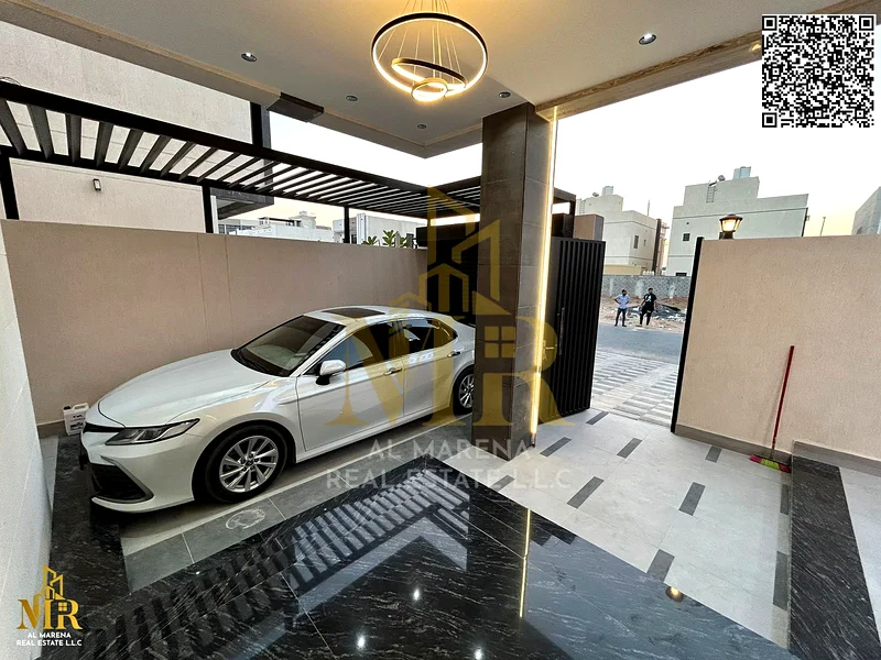For sale, a luxury villa in Al Bahia with electricity, water, and air conditioning - Ajman | Two floors + roof | 5 master bedrooms | Majlis + hall | S63884375182594111