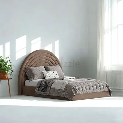 AURORA VELVET BROWN UPHOLSTERED BED FRAME