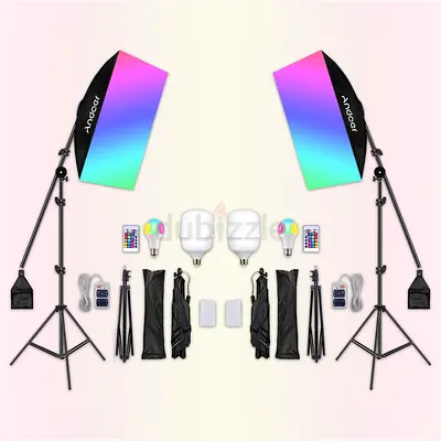 Wireless RGB-W Boom Softbox Studio Lighting Kit