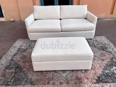 Crate Barrel Lounge Deep Stylish Off-White Sofa without Ottoman for Your Living Room